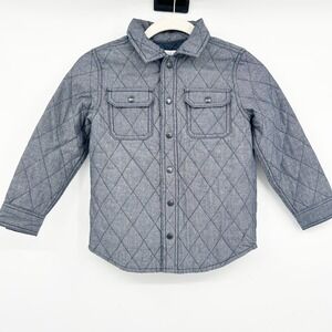 NWT Gymboree Boys Quilted Snap Front Shirt Chore Jacket Chambray Blue Size S 5-6